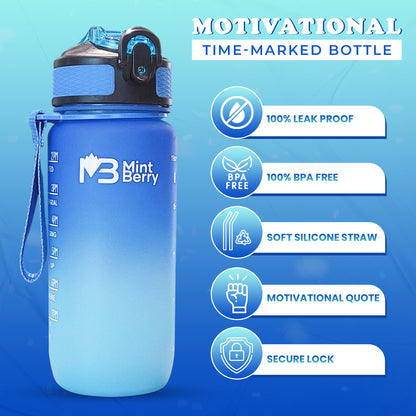 Adults Water Bottle | Best Motivational Water Bottle | Mint Berry