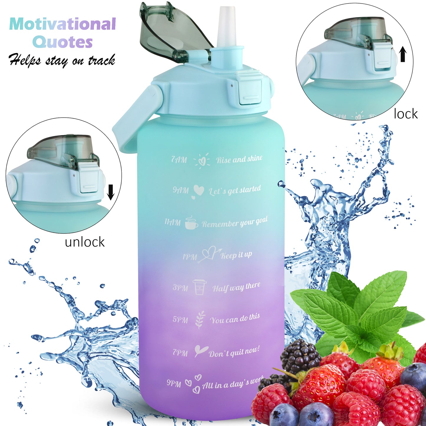 Half Gallon Water Jug | Half Gallon Bottle | Mint Berry